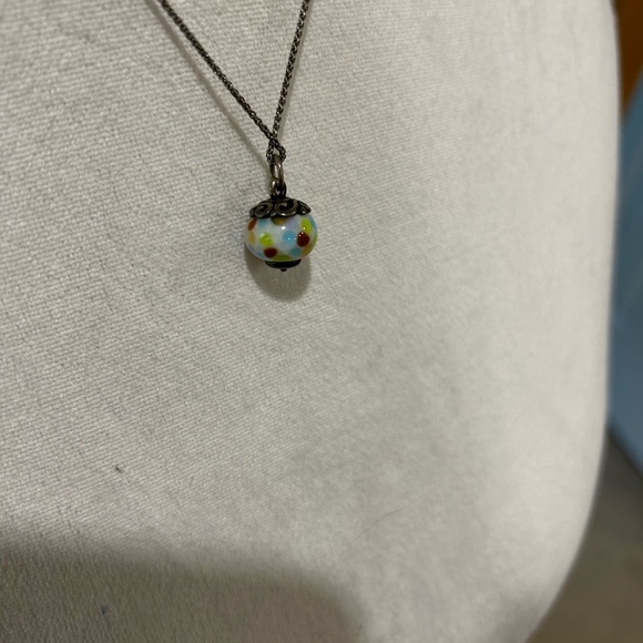 James Avery 925 sterling vintage collectible speckled glass bead charm necklace - Picture 2 of 5